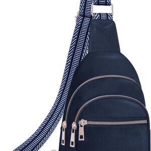 Dark Blue Small Leather Crossbody Bag for Women, Stylish & Spacious, with Adjust